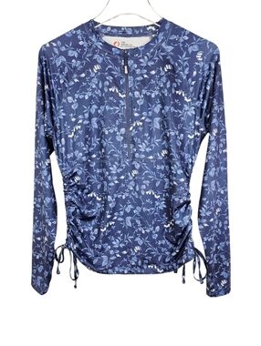 The American Outdoorsman Blue Sun Protected Side Ruched 1/2 Zip Suntee Shirt NWT
